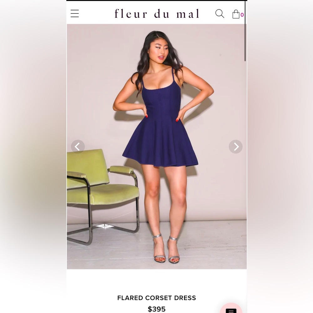 Moonlight/Navy Fleur du Mal corset dress, size Medium.